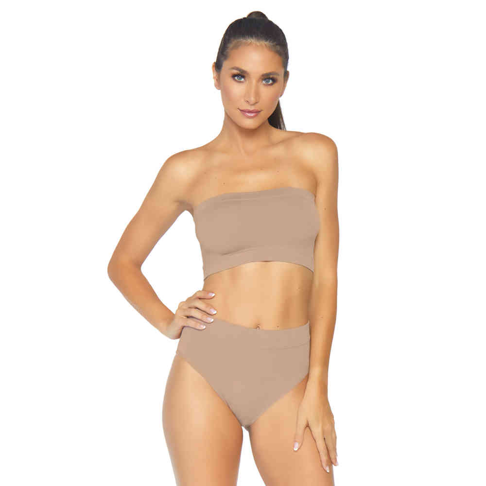 Leg Avenue - Seamless Bandeau en slip set - Creme